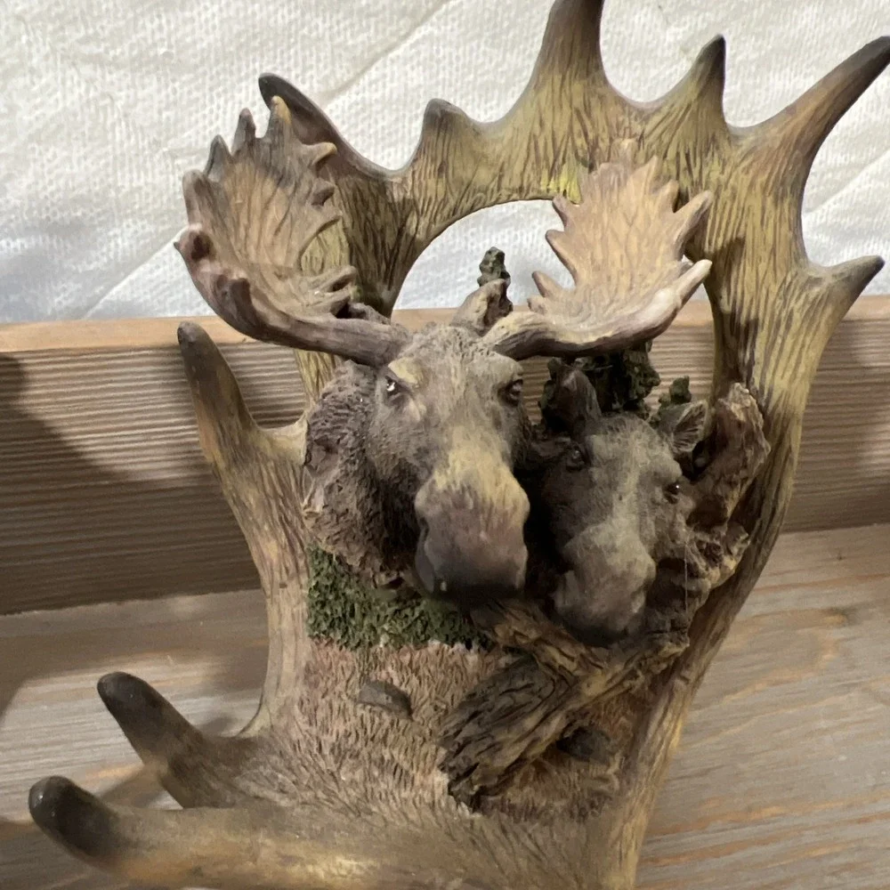 Moose Head Bookends Pair Cabin Country Farmhouse Wild Life Animals Resin Decor